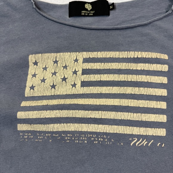Darc American Wolf T-Shirt‎ Men M Gray Distressed Flag Graphic USA 285/1000 - Picture 4 of 9